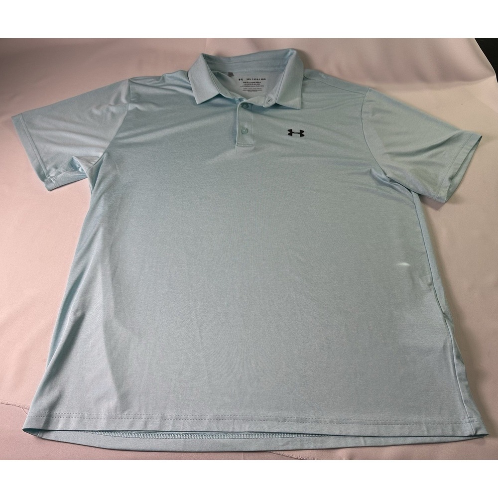 Under Armour Men's Playoff Polo Loose Performance Size 2XL Light Blue Golf Shirt